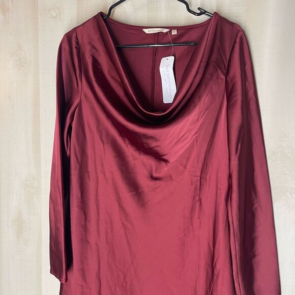 Soft Surroundings Solange Satin Cabernet dress new with tags size 10 cowl neck‎ - Picture 7 of 16